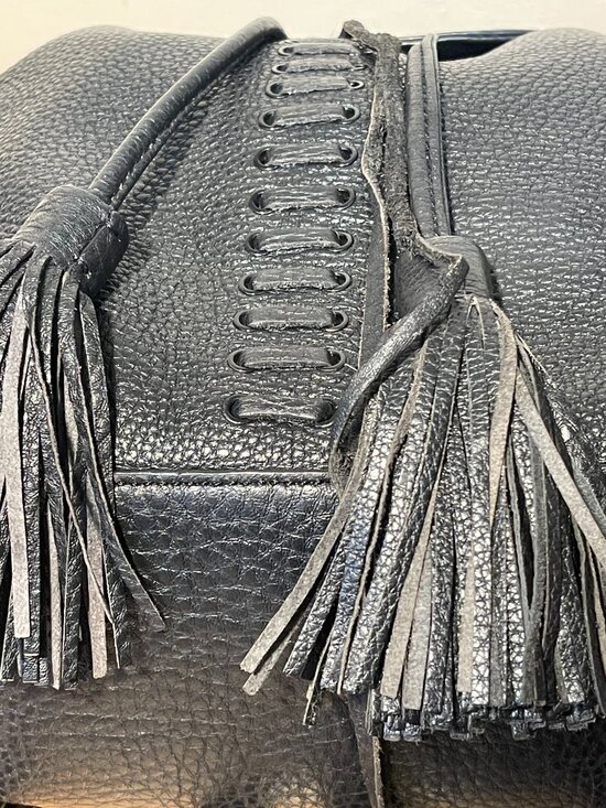 Rebecca Minkoff Moto Black Leather Backpack Handbag Butter Soft W/ Tassel detail main image 10